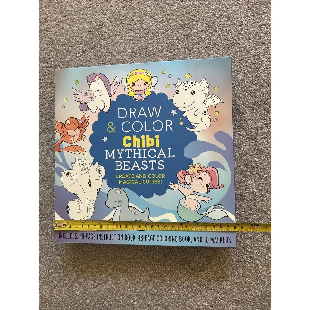 Chartwell Books Draw & Color Chibi Mythical Beasts Kids OS Blue New Activity Kit